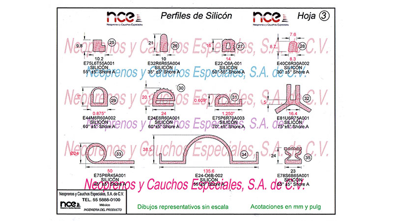 Perfiles de Silicón